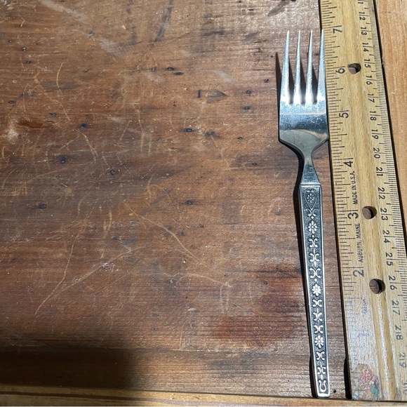 United Silver Co CORDOVA stainless floral MCM salad desert fork flatware JAPAN - Picture 7 of 8